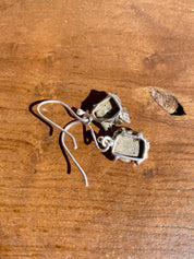 Hexagon cut Pyrite Druzy 925 Sterling Silver Dangle Earrings