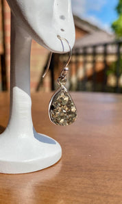 Teardrop Pyrite Druzy 925 Sterling Silver Dangle Earrings