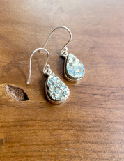Teardrop Pyrite Druzy 925 Sterling Silver Dangle Earrings