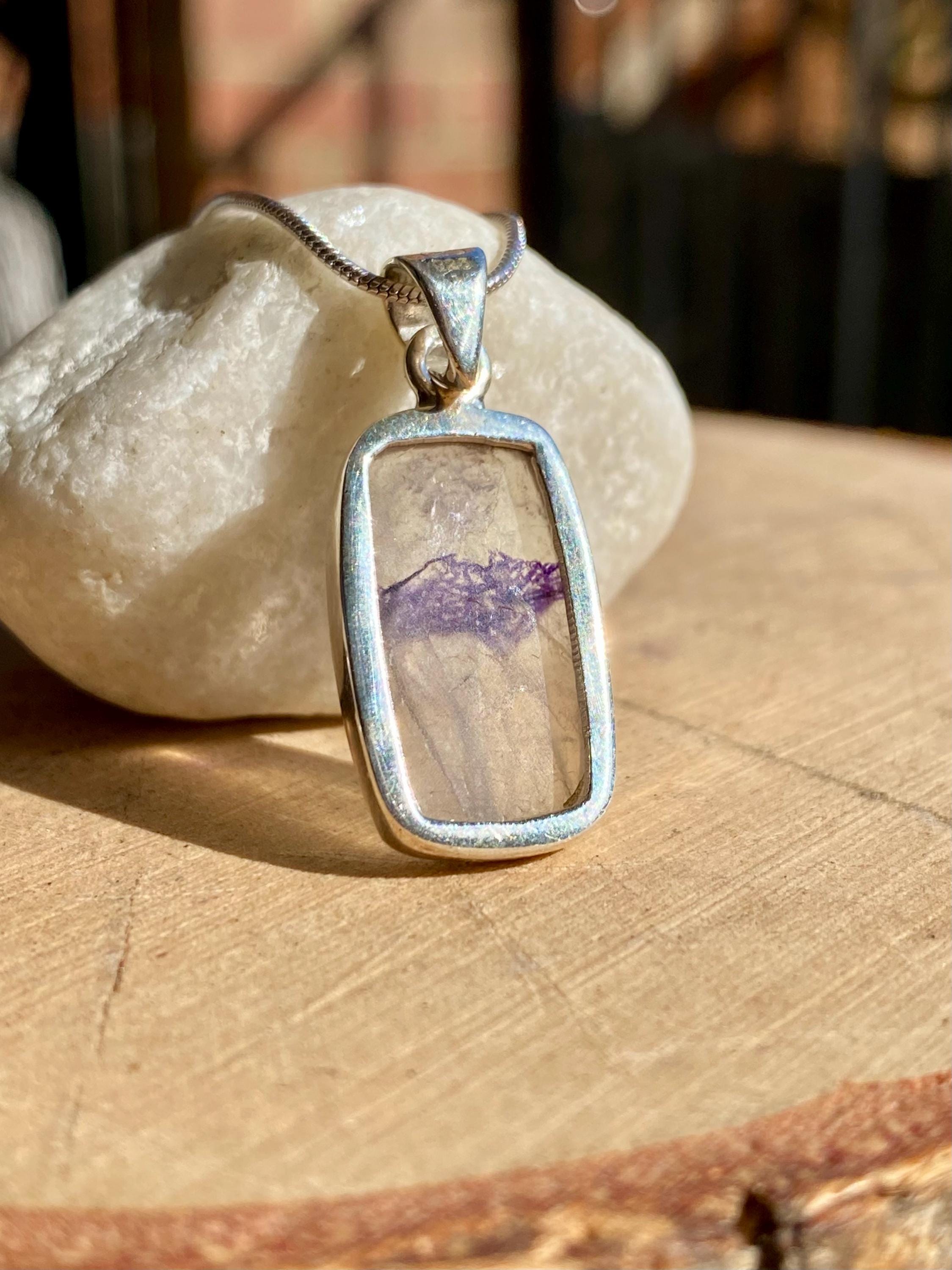 Blue John Sterling Silver Rectangular Pendant