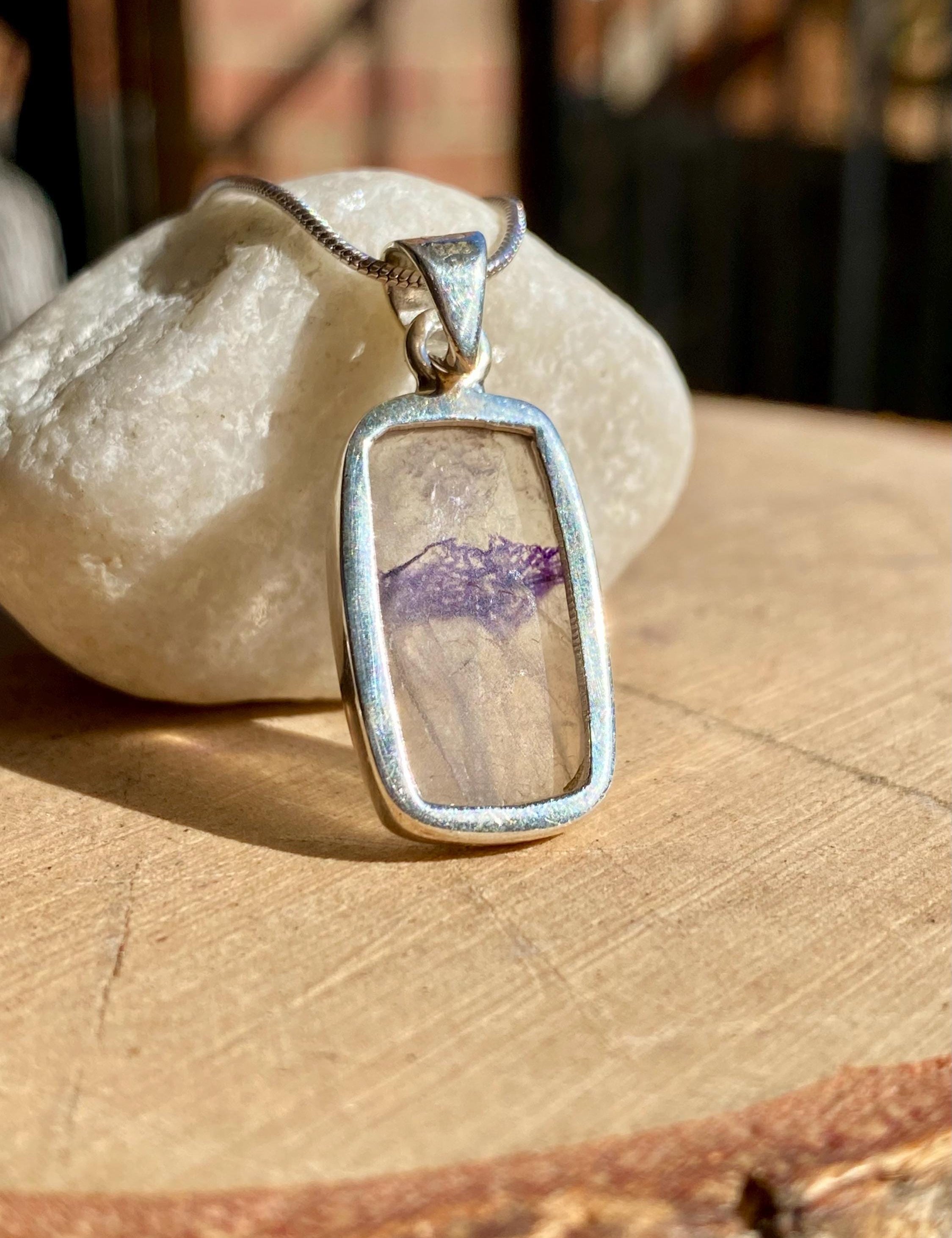 Blue John Sterling Silver Rectangular Pendant