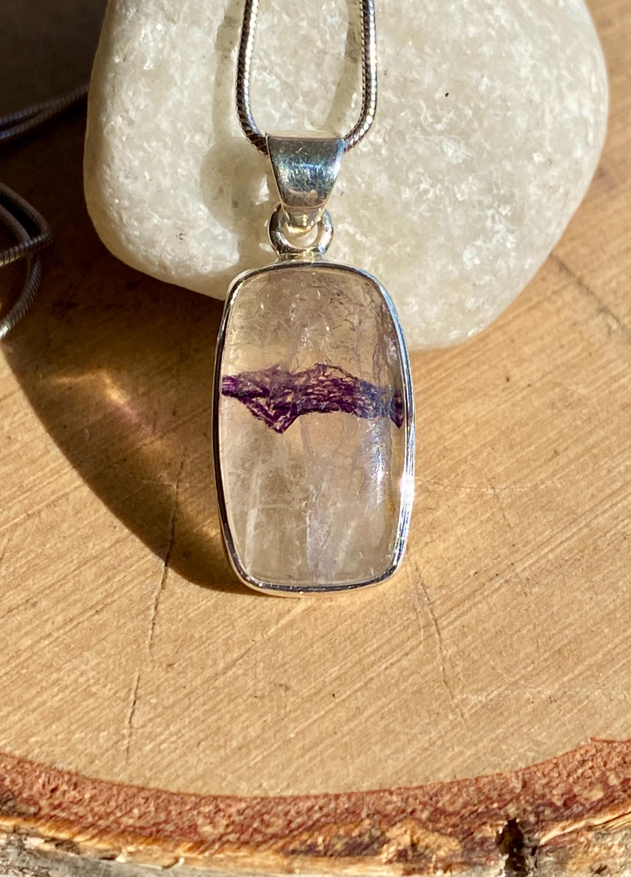 Blue John Sterling Silver Rectangular Pendant
