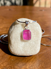 Natural African Emerald Cut Ruby 925 Sterling Silver Pendant