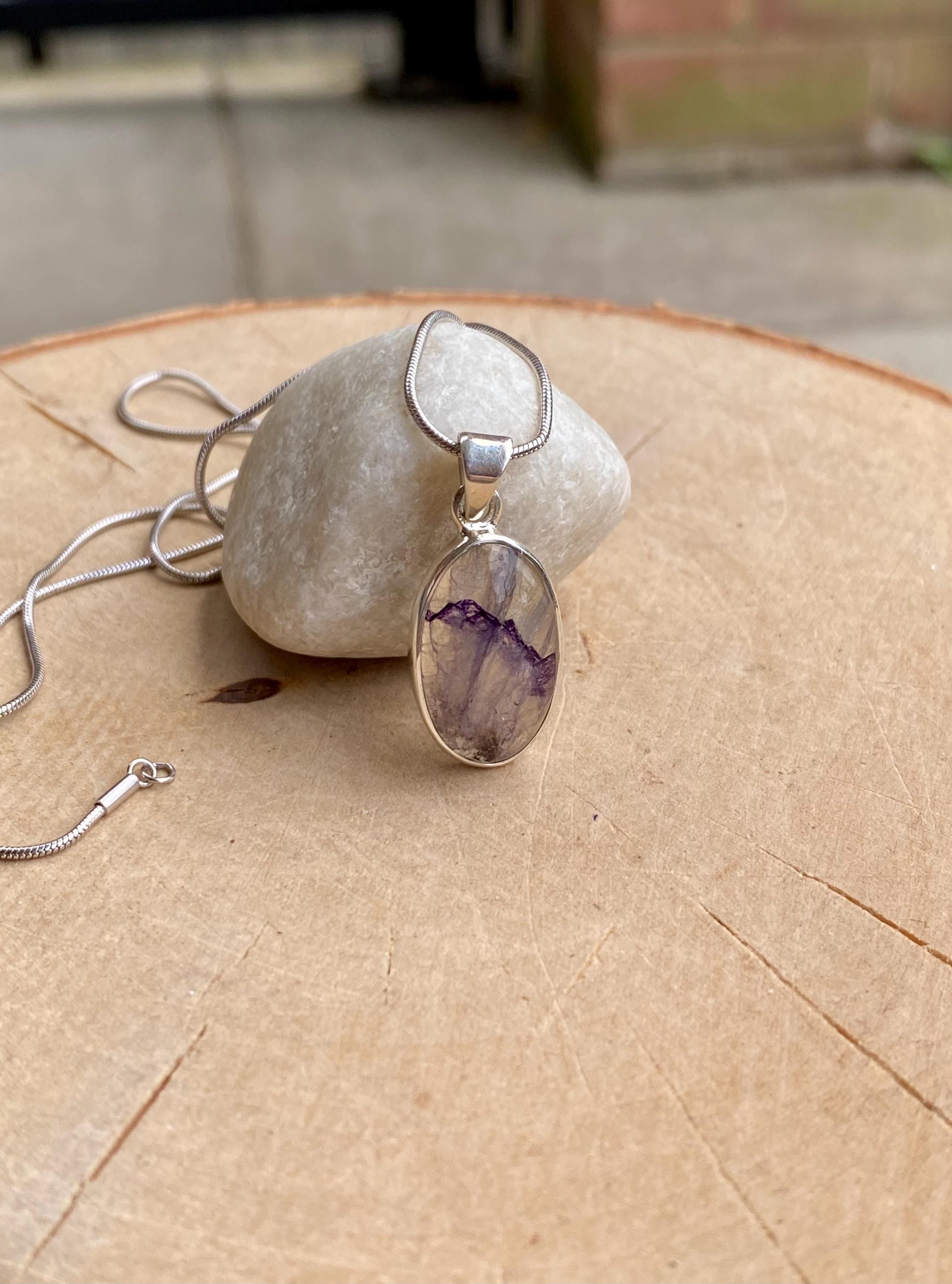Blue John Silver Oval Pendant