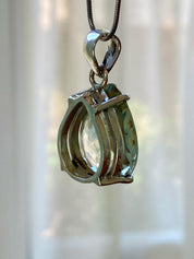 Green Amethyst (Prasiolite) and Silver Teardrop Pendant