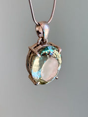 Green Amethyst (Prasiolite ) Sterling Silver Oval Pendant