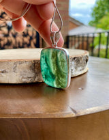Genuine Rectangle Mtorolite Emerald Chrome Chalcedony 925 Sterling Silver Pendant
