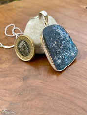 Ancient Roman Glass 925 Sterling Silver Hexagon Pendant