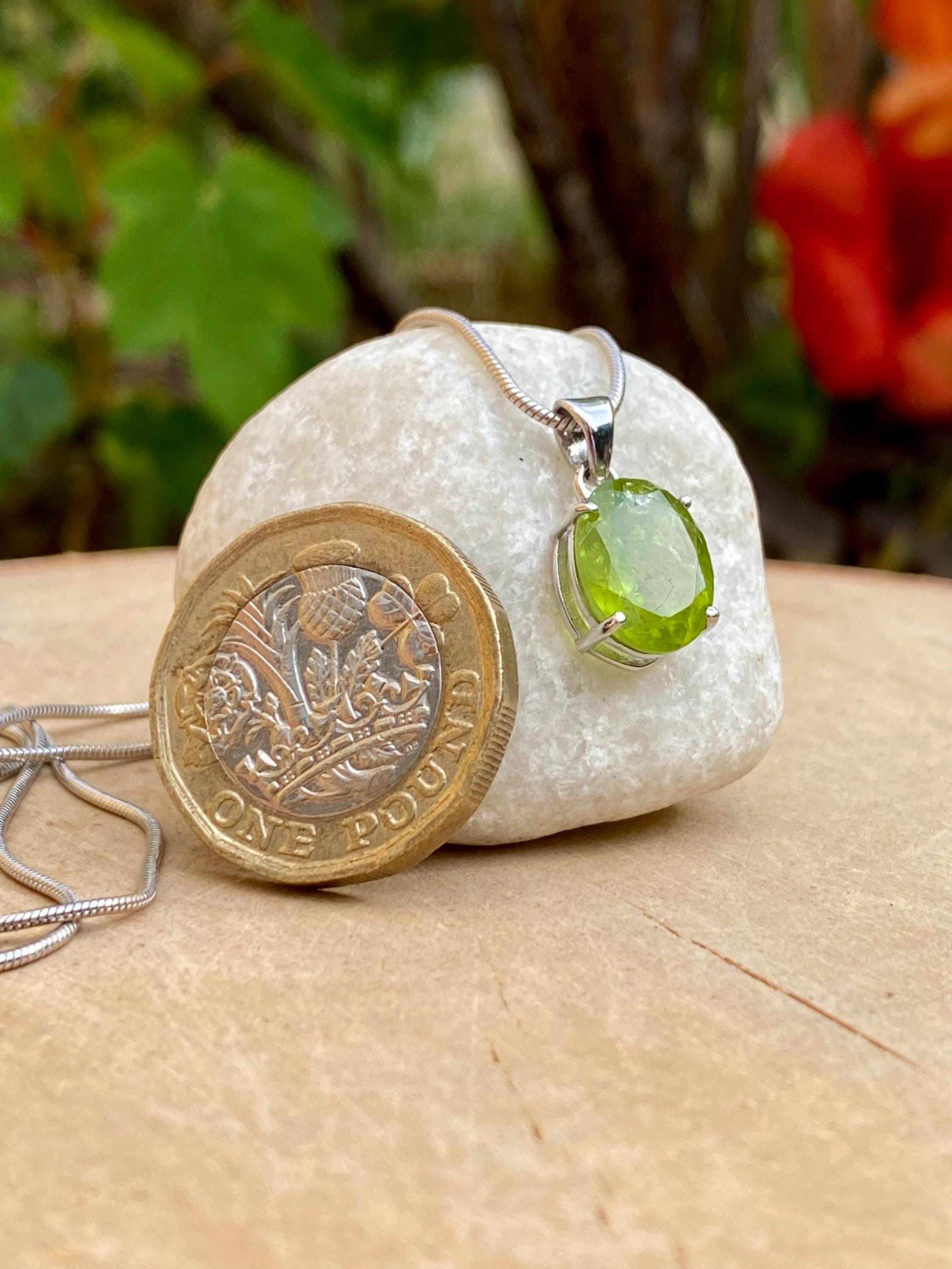 Natural Oval Peridot 925 Sterling Silver Pendant