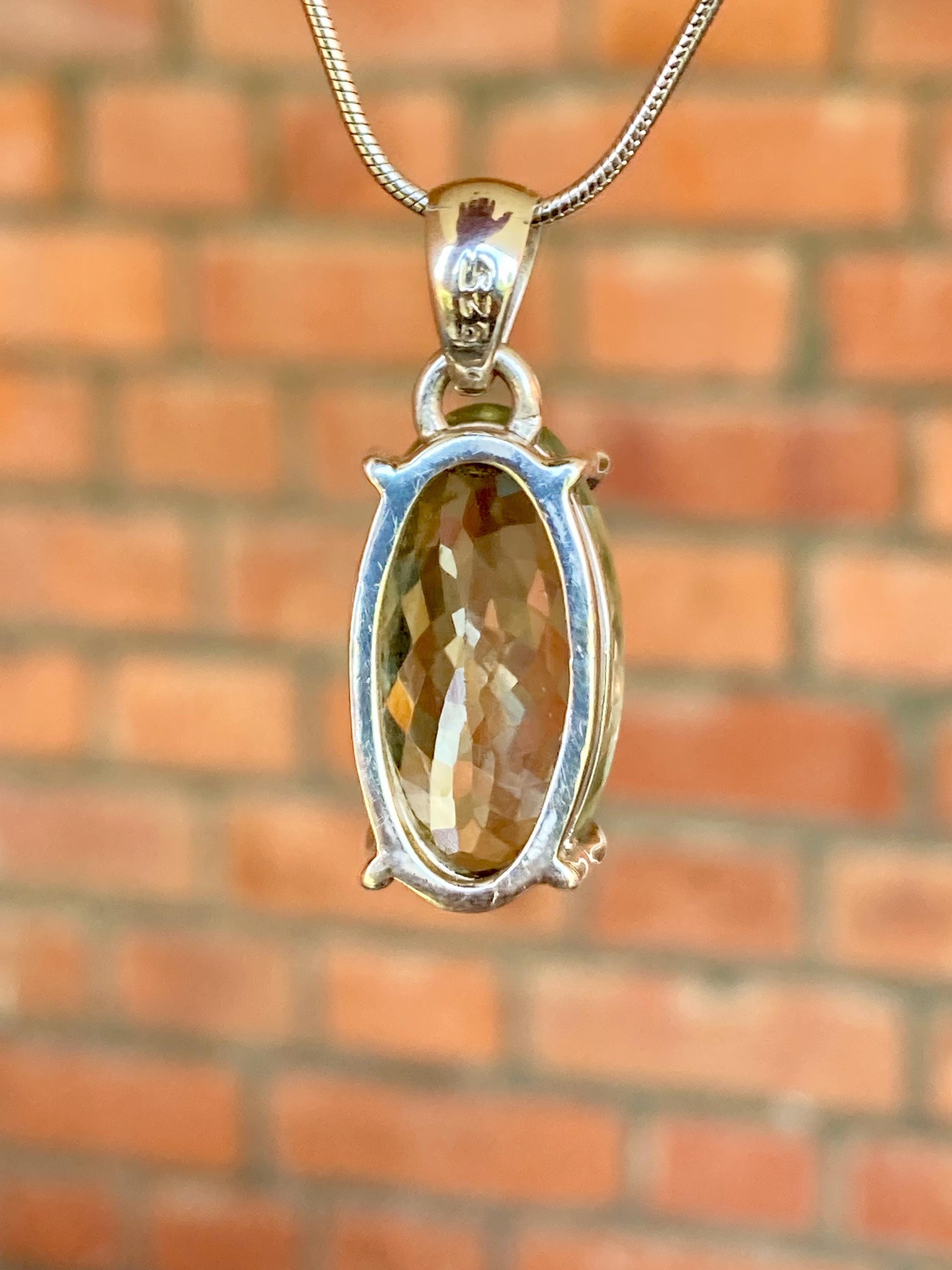 Green Amethyst (Prasiolite ) Sterling Silver Oval Pendant