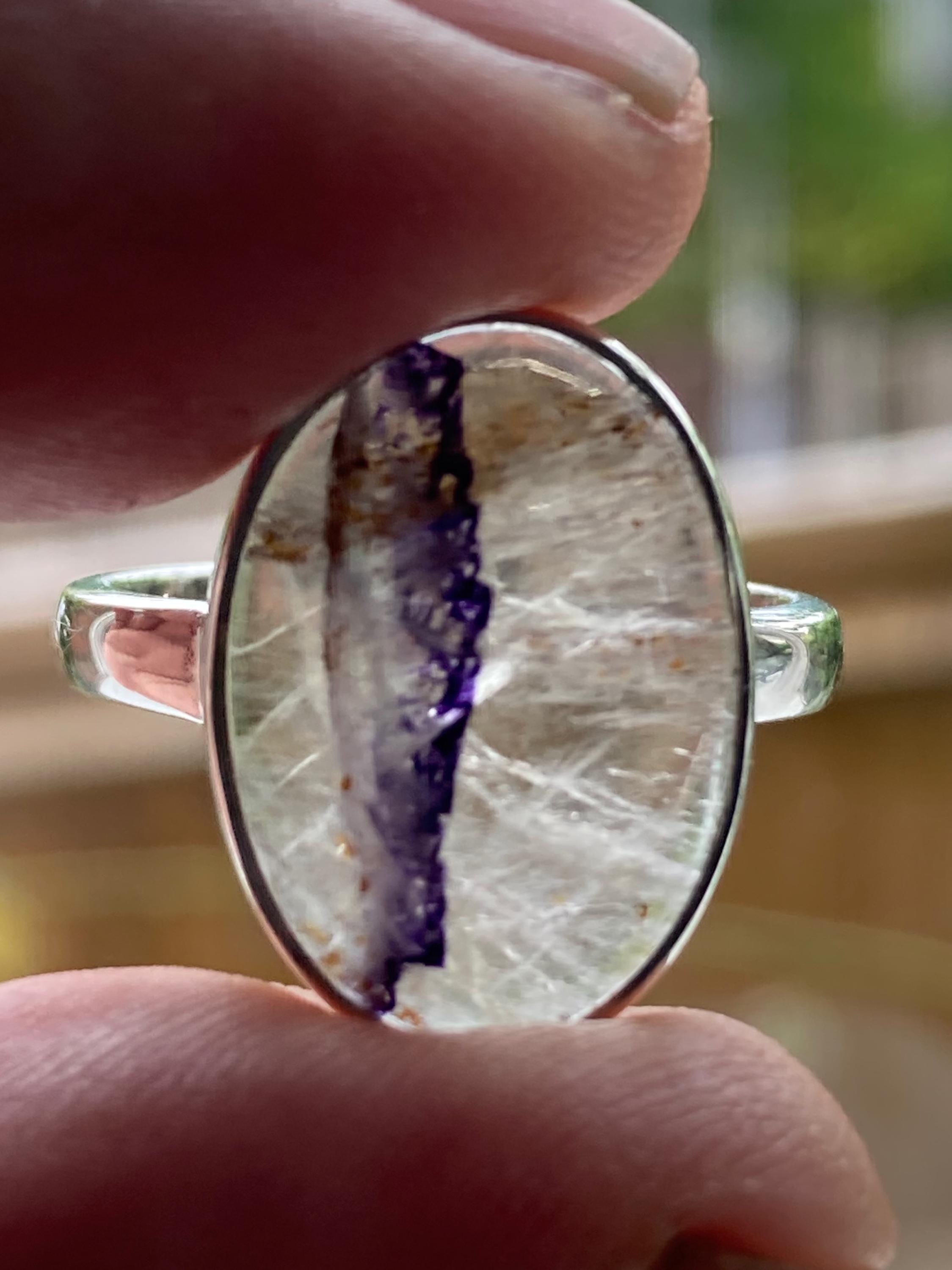 Blue John Silver Oval Ring - Extremely Rare