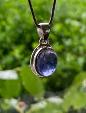 Natural Lolite Sterling Silver Oval Pendant
