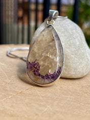 Blue John Silver Teardrop Pendant - Extremely Rare