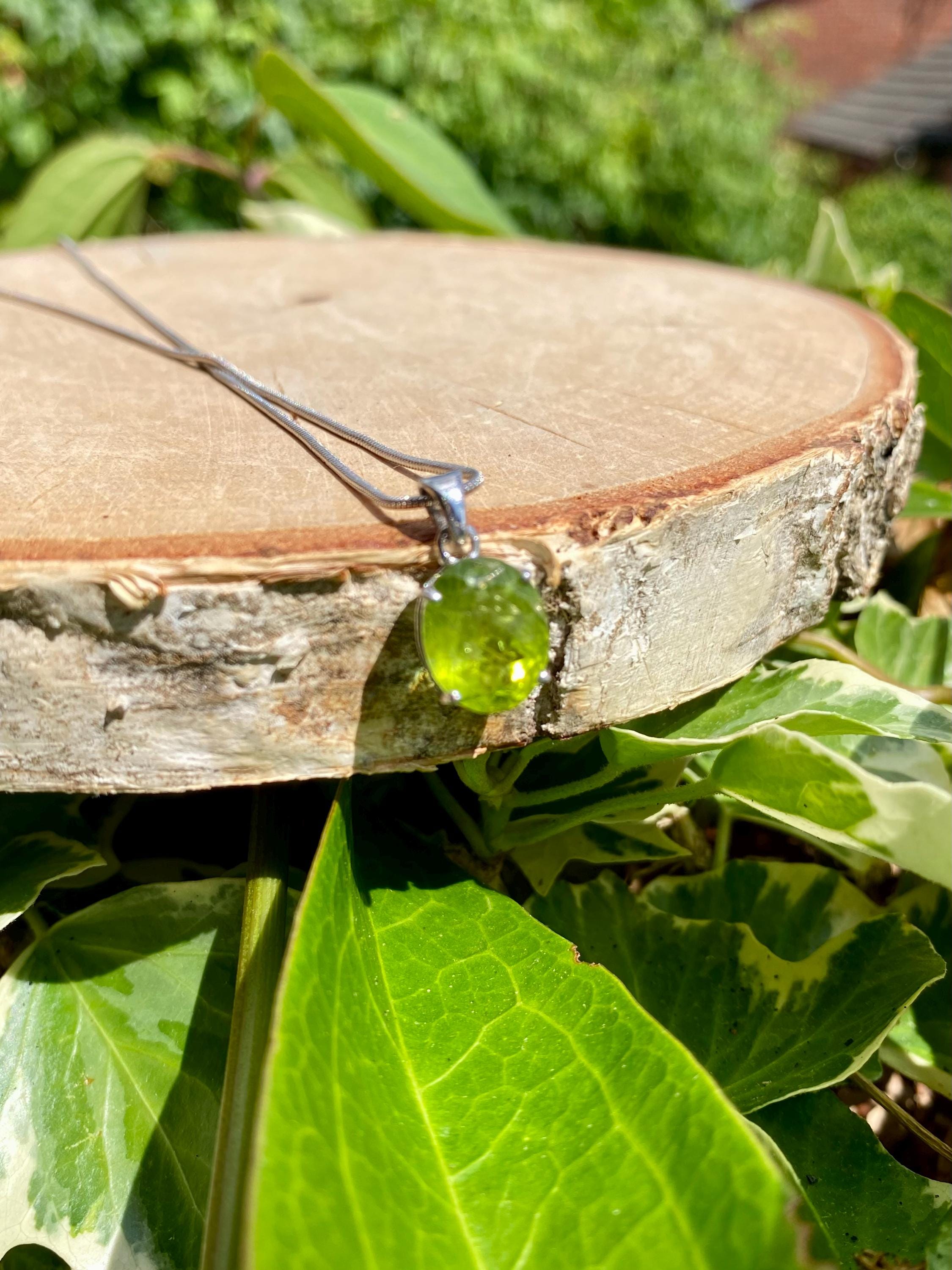 Natural Oval Peridot 925 Sterling Silver Pendant