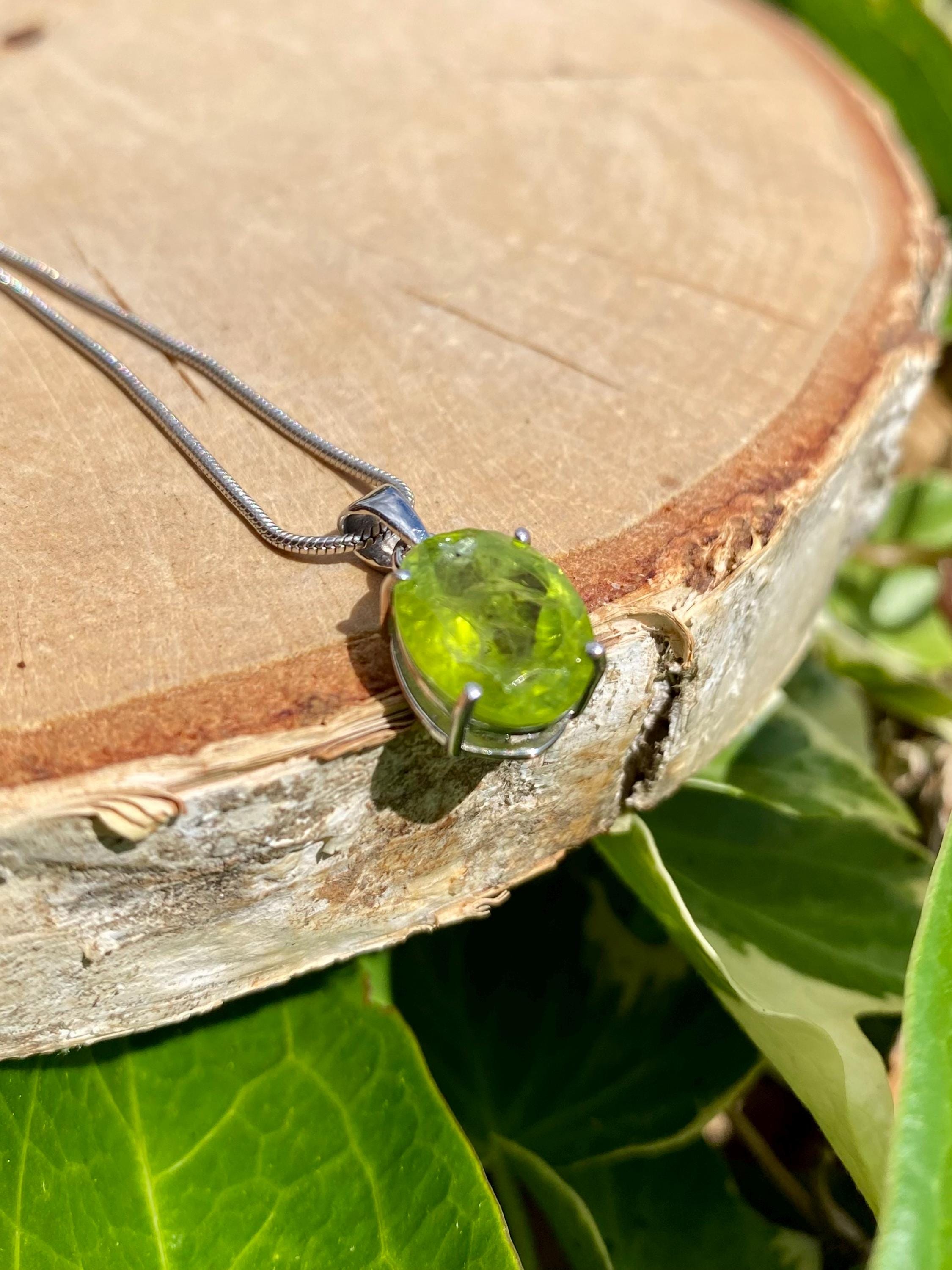 Natural Oval Peridot 925 Sterling Silver Pendant
