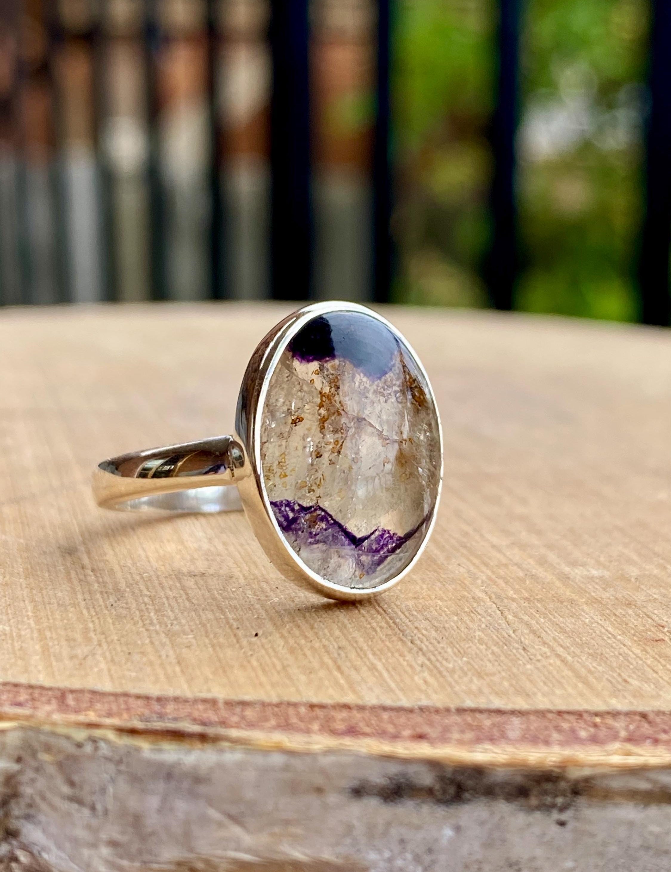 Blue John Silver Oval Ring - Extremely Rare