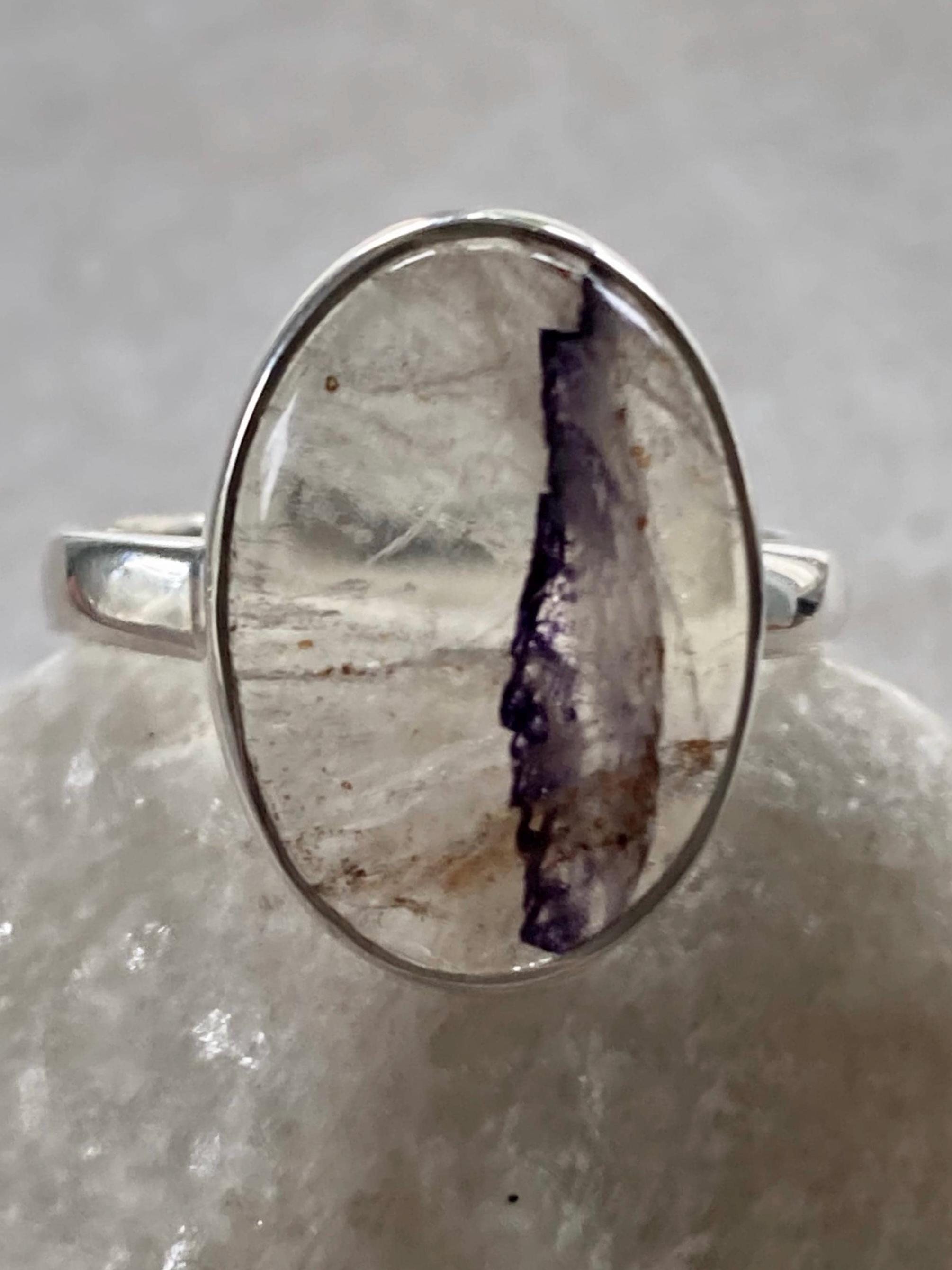 Blue John Silver Oval Ring - Extremely Rare
