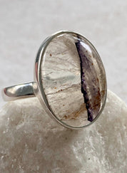 Blue John Silver Oval Ring - Extremely Rare