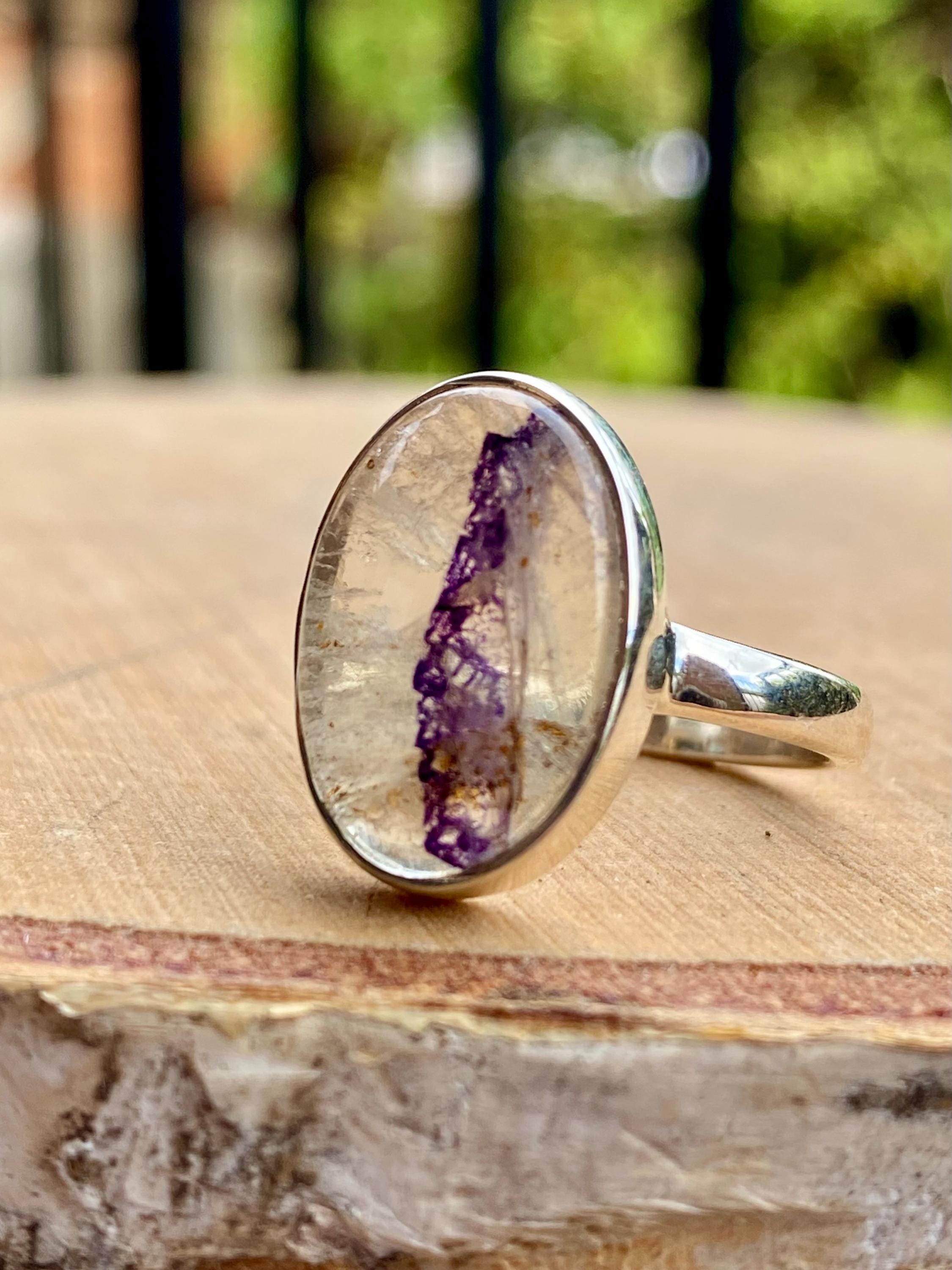 Blue John Silver Oval Ring - Extremely Rare
