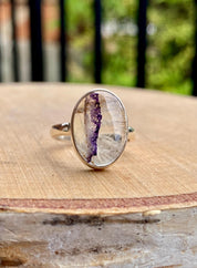 Blue John Silver Oval Ring - Extremely Rare