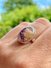 Blue John Silver Oval Ring - Extremely Rare