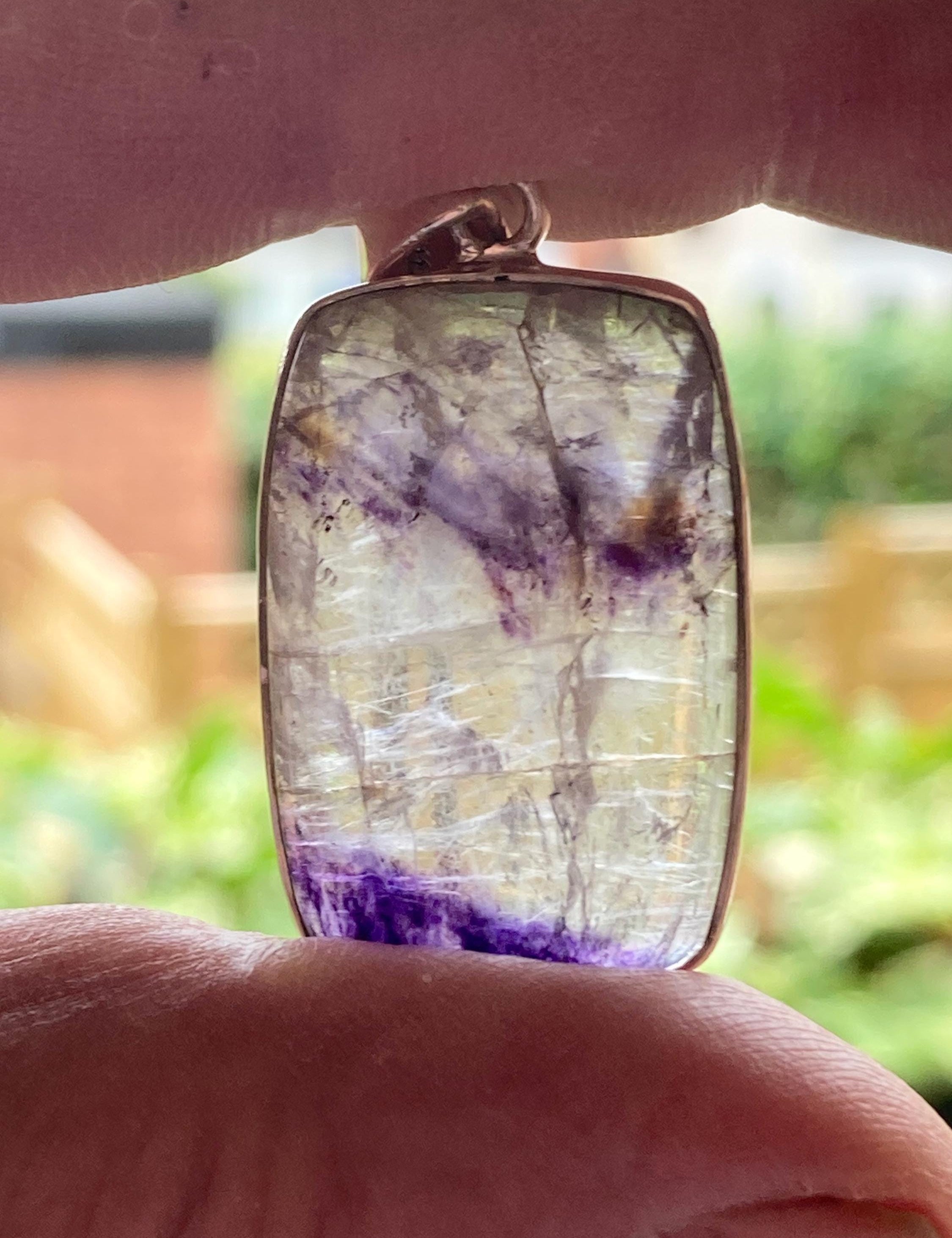 Blue John Sterling Silver Rectangular Pendant