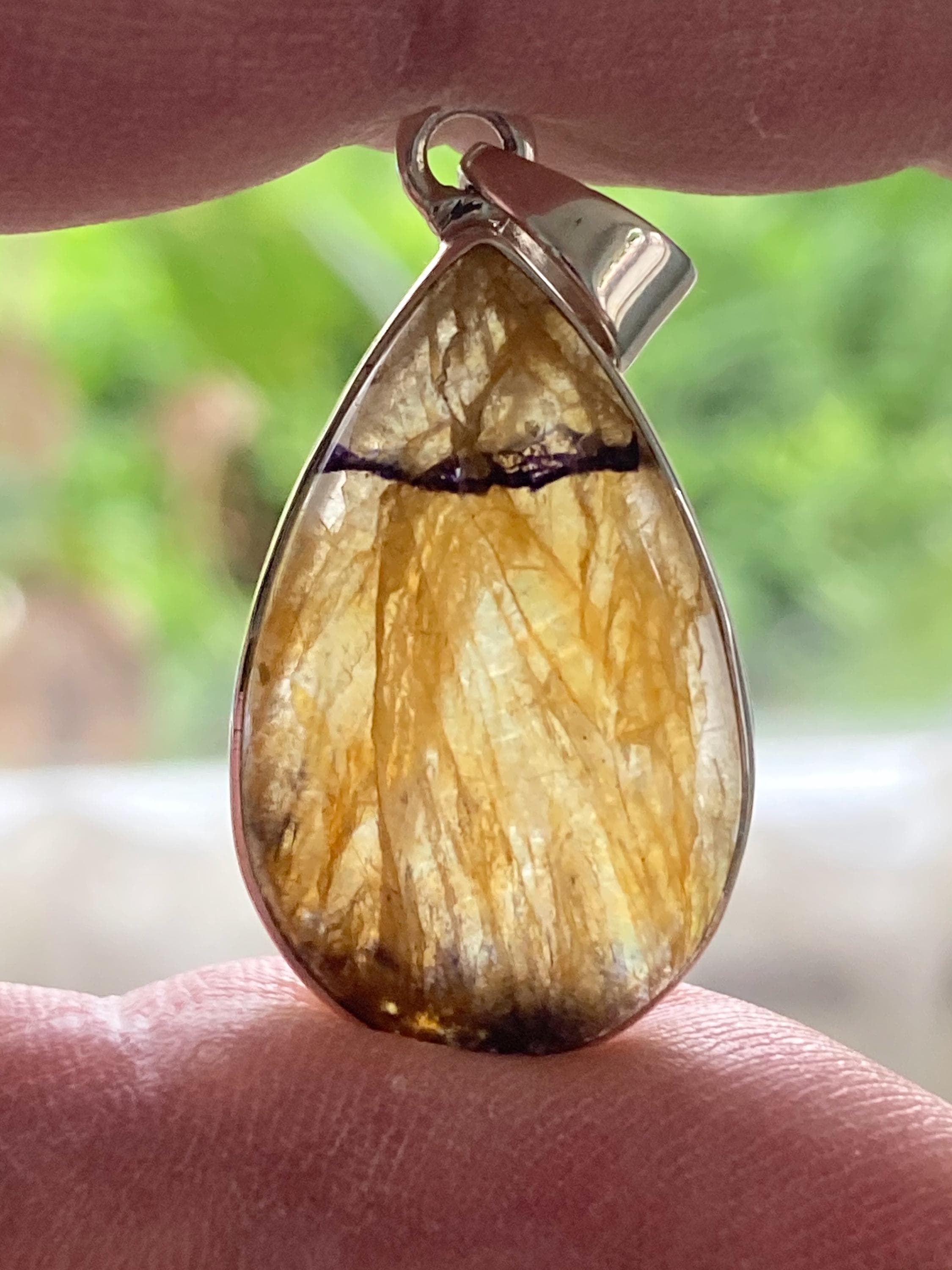 Blue John Silver Teardrop Pendant - Extremely Rare