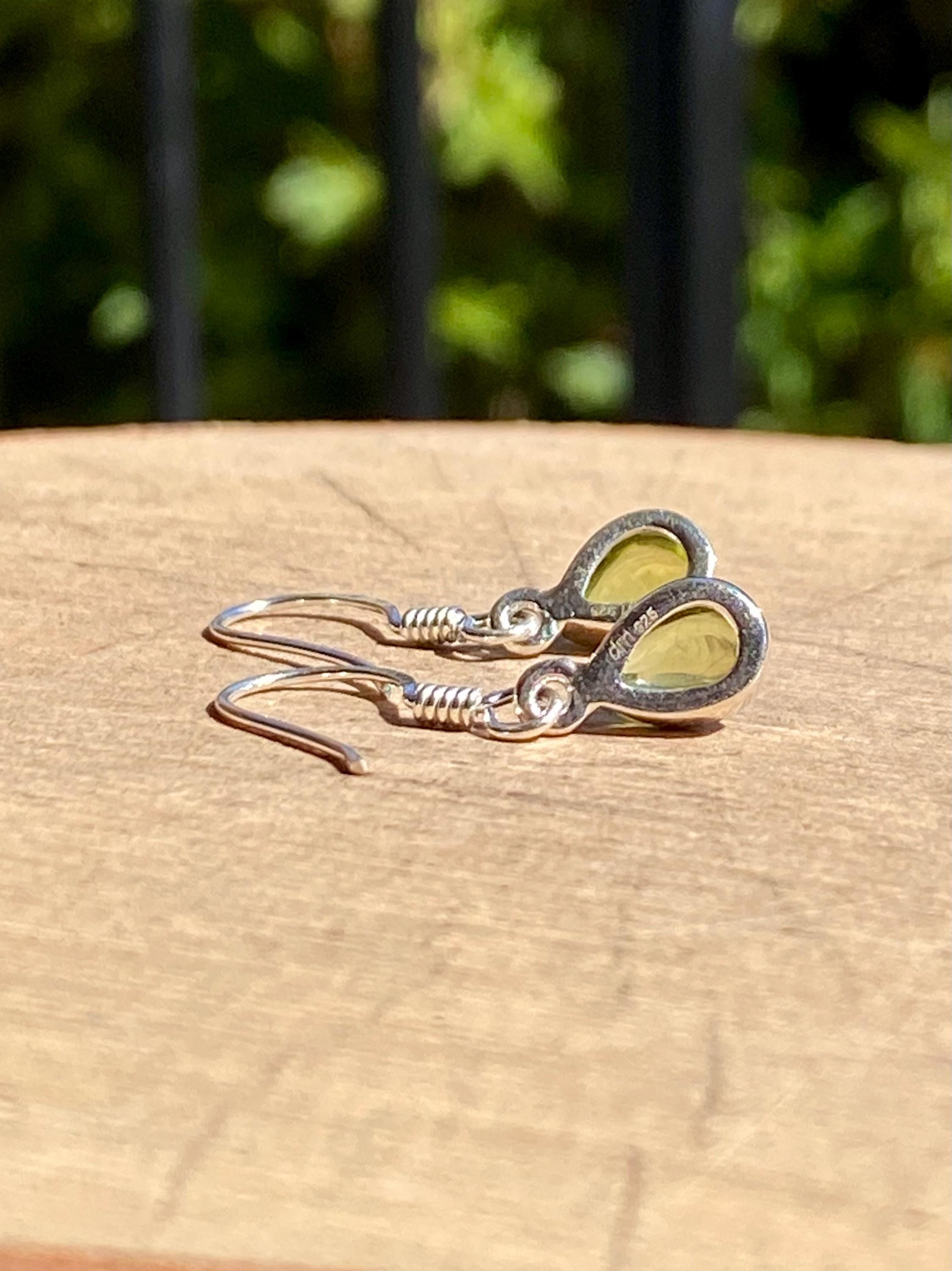 Teardrop Peridot 925 Sterling Silver Dangle Earrings