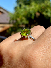 Princess Cut Peridot 925 Sterling Silver Ring
