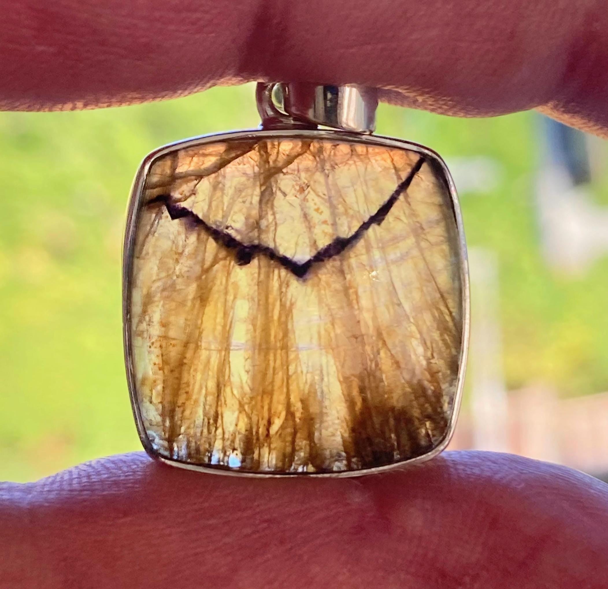 Square Blue John Sterling Silver Square Pendant