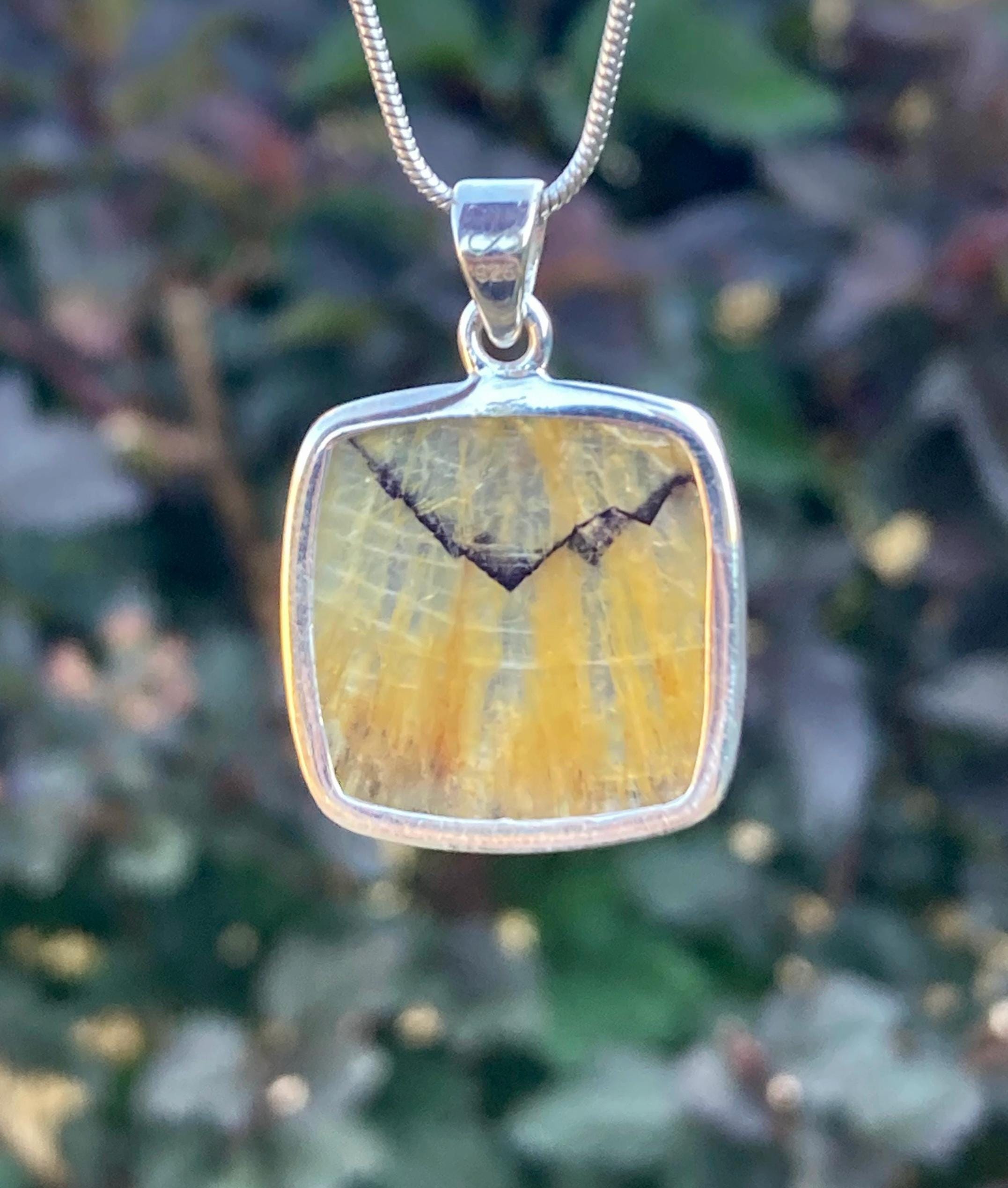 Square Blue John Sterling Silver Square Pendant