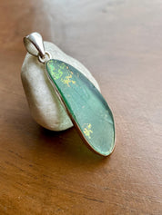 Pear Cut Ancient Roman Glass Sterling Silver Pendant
