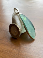 Pear Cut Ancient Roman Glass Sterling Silver Pendant