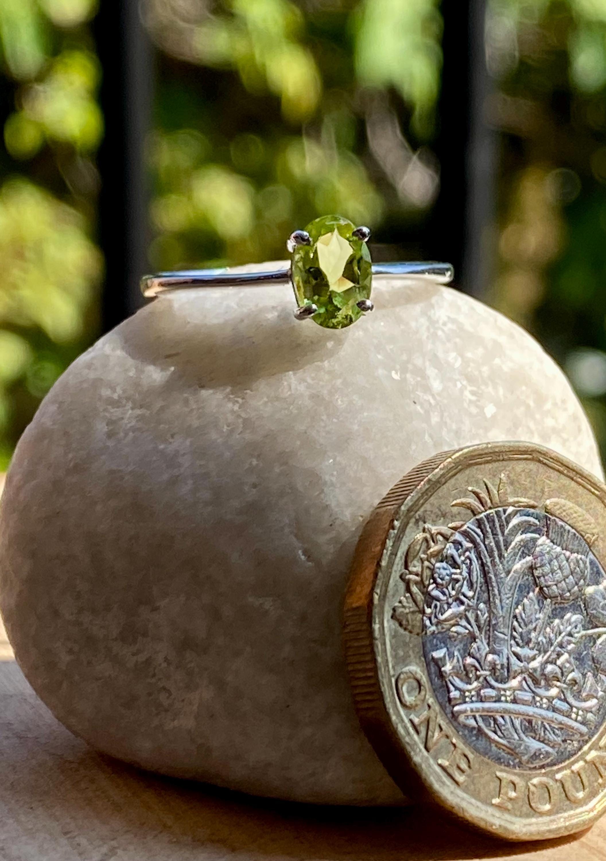 Oval Cut Peridot 925 Sterling Silver Ring