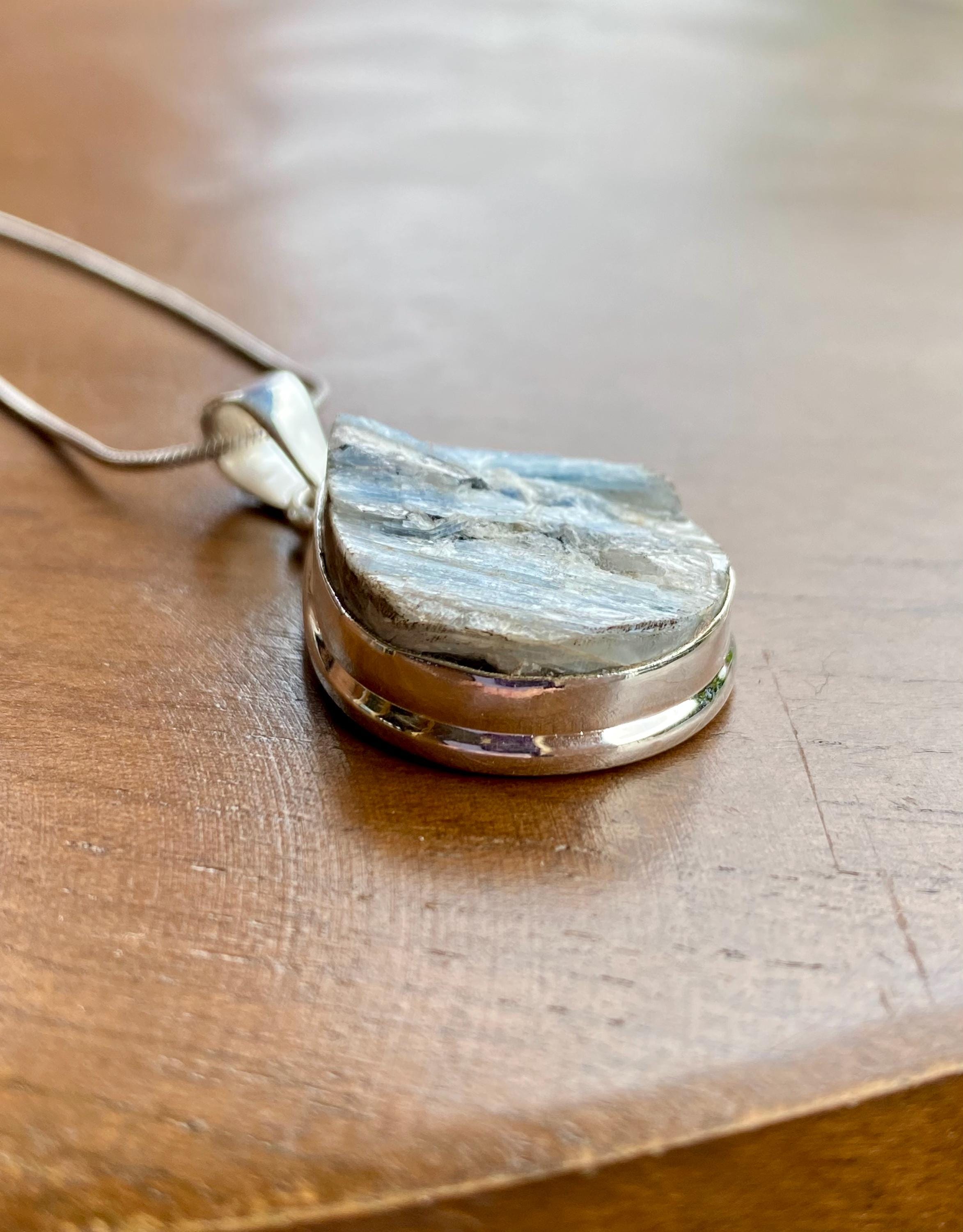 Paraiba Blue Kyanite 925 Sterling Silver Teardrop Pendant