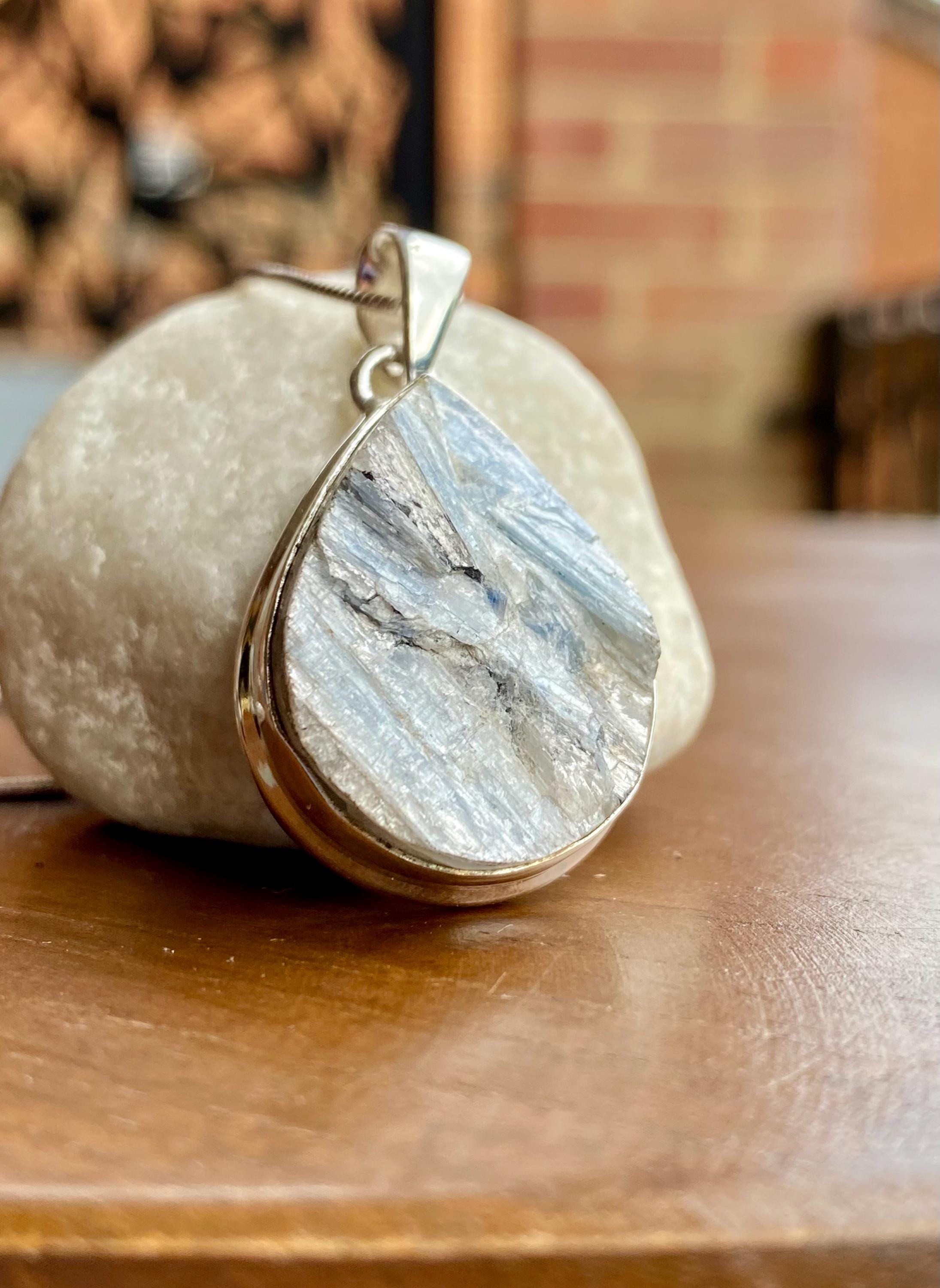 Paraiba Blue Kyanite 925 Sterling Silver Teardrop Pendant