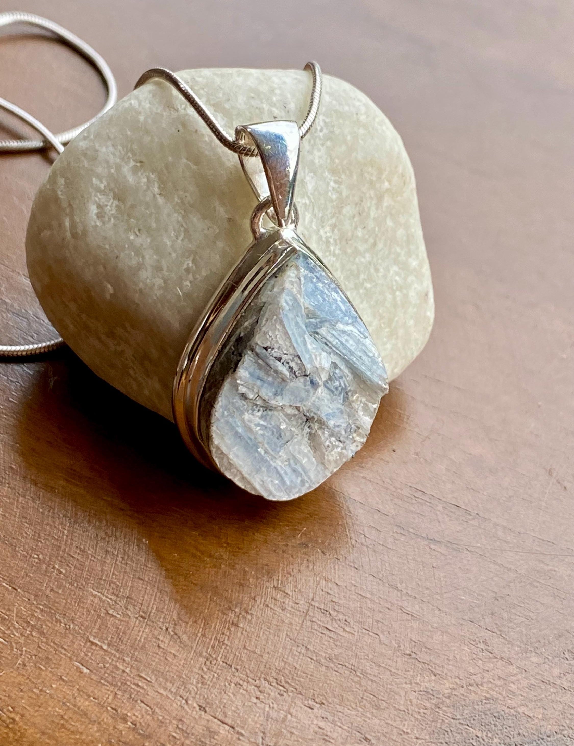 Paraiba Blue Kyanite 925 Sterling Silver Teardrop Pendant