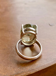 Oval Green Amethyst Prasiolite Sterling Silver Ring