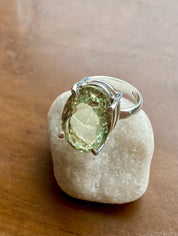 Oval Green Amethyst Prasiolite Sterling Silver Ring