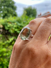 Oval Green Amethyst Prasiolite Sterling Silver Ring