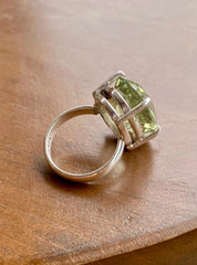 Oval Green Amethyst Prasiolite Sterling Silver Ring
