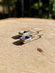Ammolite Sterling Silver Rectangular Dangle Earrings