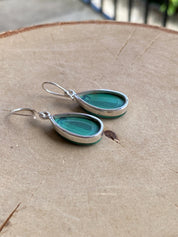 Natural Teardrop Malachite 925 Sterling Silver Dangle Earrings