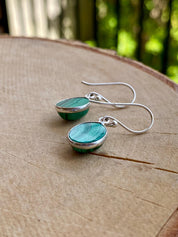 Natural Oval Malachite 925 Sterling Silver Dangle Earrings