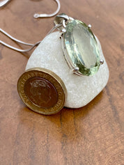 Green Amethyst (Prasiolite ) and Silver Oval Pendant