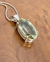 Green Amethyst (Prasiolite ) and Silver Oval Pendant