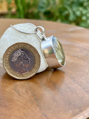 Green Amethyst Prasiolite 925 Sterling Silver Oval Pendant