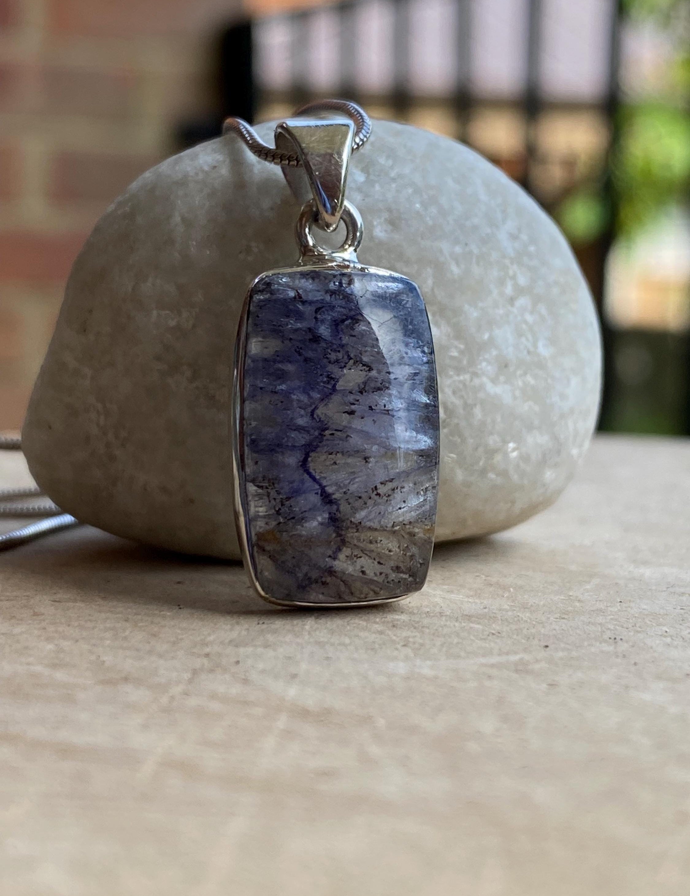 Blue John Sterling Silver Rectangular Pendant