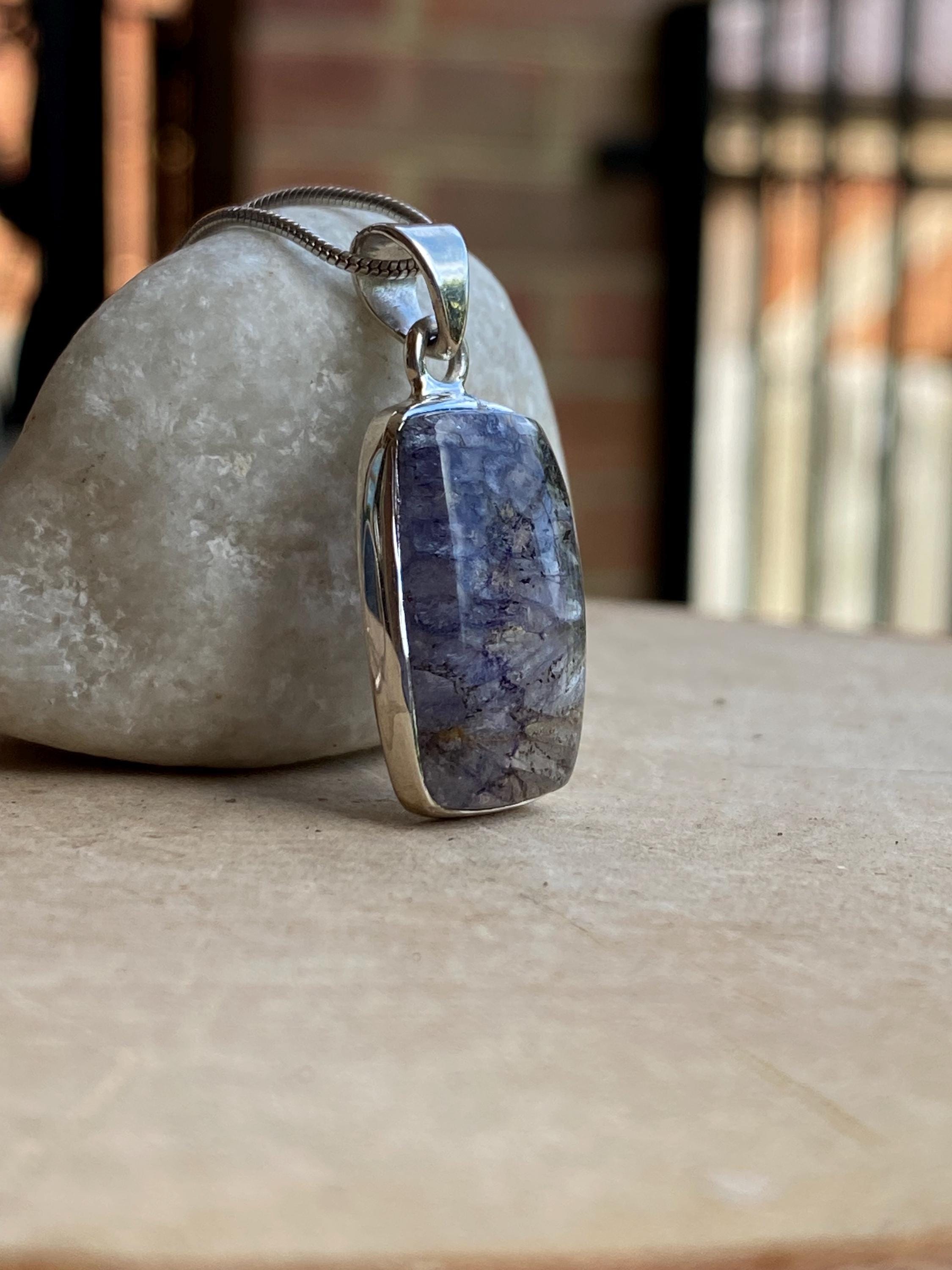 Blue John Sterling Silver Rectangular Pendant