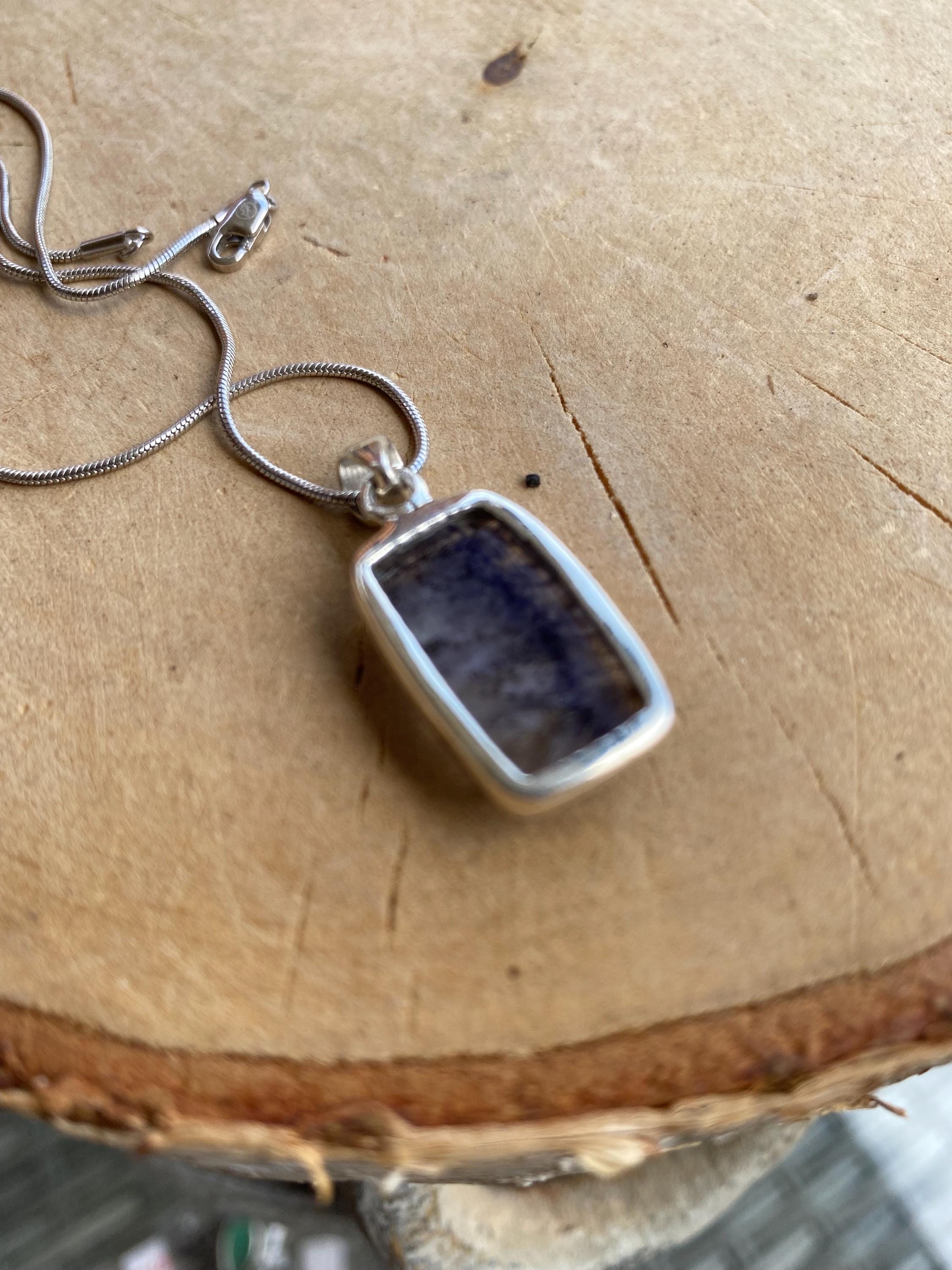 Blue John Sterling Silver Rectangular Pendant